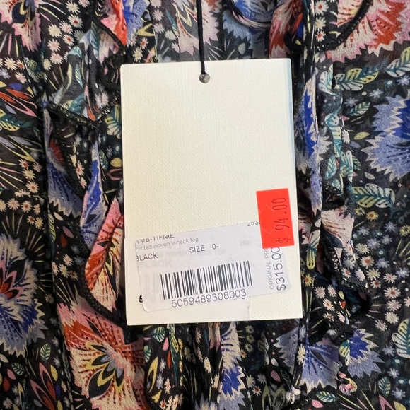 TIFNIE-Ruffled Floral V neck Blouse with 3/4 Sleeve - Picture 4 of 7